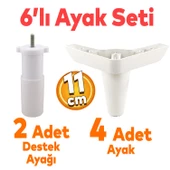Aspen 6'lı Set Mobilya Tv Ünitesi Çekyat Koltuk Kanepe Baza Destek Ayağı Ayakları 11 Cm Beyaz Ayak thumbnail 1
