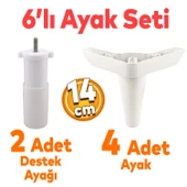 Aspen 6'lı Set Mobilya Tv Ünitesi Çekyat Koltuk Kanepe Baza Destek Ayağı Ayakları 14 Cm Beyaz M8 thumbnail 1