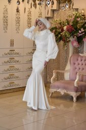 DENİZ YILDIZI BEYAZ ABİYE ELBİSE - 3