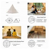 Naturehike Profound 9.6 Carpa Glamping Aile Çadırı | Cotton Pyramid Kanvas | - 4