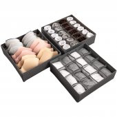 Dokumasız Kumaş 3 Seti Katlanır Dolap İçi Depolama Organizer - 1