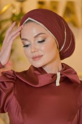 Deniz yıldızı bordo abiye elbise - 4
