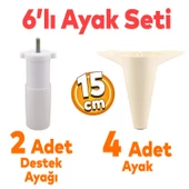 Aspen 6'lı Set Mobilya Tv Ünitesi Çekyat Koltuk Kanepe Baza Destek Ayağı Ayakları 15 Cm Krem M8 thumbnail 1