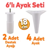 Aspen 6'lı Set Mobilya Tv Ünitesi Koltuk Kanepe Konsol Destek Ayağı Ayakları 18 Cm Beyaz M8 thumbnail 1