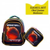 Sentor 3 Bölmeli İlkokul Okul Sırt Çantası Ve Beslenme Çantası Basketball Bordo - 1