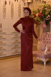 LAVİN BORDO ABİYE ELBİSE - 3