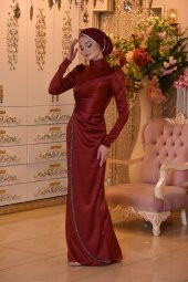 LAVİN BORDO ABİYE ELBİSE - 4