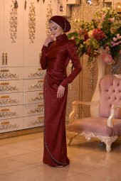 LAVİN BORDO ABİYE ELBİSE - 6