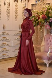 PERİ KIZI BORDO ABİYE ELBİSE - 2