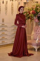 PERİ KIZI BORDO ABİYE ELBİSE - 3