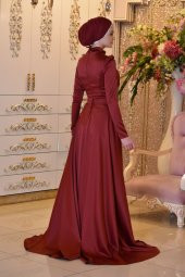 PERİ KIZI BORDO ABİYE ELBİSE - 4