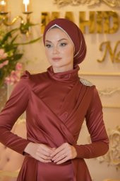 PERİ KIZI BORDO ABİYE ELBİSE - 6