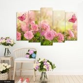 Pembe Güller 5 Parça Mdf Tablo - 1