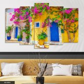Sarı Evler 5 Parça Mdf Tablo - 1