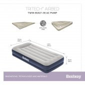 Bestway 67723 Tritech Queen Built Pompalı Tek Kişilik Şişme Yatak - 5