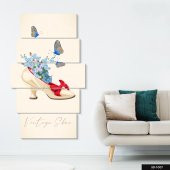 Kırmızı Tokalı Ayakkabı 5 Parça Mdf Tablo - 1
