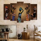 Afrikalı Kadınlar 5 Parça Mdf Tablo - 1