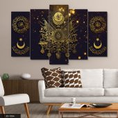 Osmanlı Arması Allah Muhammed  5 Parça Mdf Tablo - 1