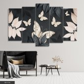 Kelebekler Yapraklar 5 Parça Mdf Tablo - 1