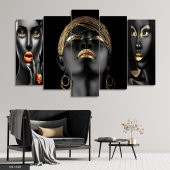 Afrikalı Kadınlar 5 Parça Mdf Tablo - 1