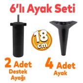 Aspen 6'lı Set Mobilya Tv Ünitesi Koltuk Kanepe Konsol Destek Ayağı Ayakları 18 Cm Siyah M8 - 1