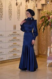 DENİZ YILDIZI LACİVERT ABİYE ELBİSE - 1