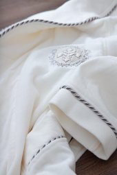 Ecocotton Elsa Aile Bornoz  Seti 100 Organik Pamuk Nakışlı Krem/Krem - M/L - 5