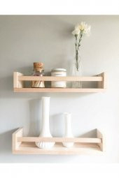 Çocuk Odası Balkon 2 Adet Duvar Rafı Ahşap Kitaplık Raf Çok Amaçlı Raf 30cm - 1