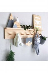 Ahşap Raflı Duvar Askılığı-70cm - 1