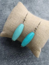 Küpe Otantik Doğal Turkuaz Taşlı Vintage Sallantılı Küpe Kadın Takı Hediye - 2