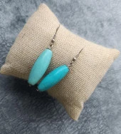 Küpe Otantik Doğal Turkuaz Taşlı Vintage Sallantılı Küpe Kadın Takı Hediye - 3