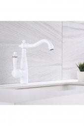Beyaz Rustik Porselenli Lavabo Bataryası - 1
