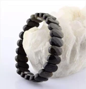 Bileklik Obsidyen Doğal Taş Çakra Enerji Yoğo Lastikli Bilezik Kadın Erkek Takı - 1