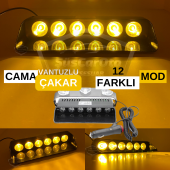 S6 Cam İçi Vantuzlu Ambulans İtfaiye Çakar Lamba İkaz Lambası 6 Ledli 12 Farklı Mod Sarı Çakmaklık Girişli - 1