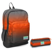 Coral High Siyah Turuncu Gradyan İlkokul Sırt Çantası ve Kalemlik Seti thumbnail 1