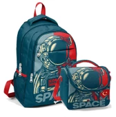 Coral High Okul Sırt Çantası ve Beslenme Çantası Erkek Çocuk Lacivert Astronot thumbnail 1