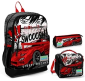 Coral High Siyah Kırmızı Araba Üçlü İlkokul Okul Çanta Seti thumbnail 1
