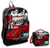 Coral High Siyah Kırmızı Araba Okul Sırt ve Beslenme Çantası Seti thumbnail 1