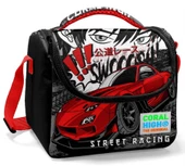 Coral High Siyah Kırmızı Araba Erkek Çocuk Okul Beslenme Çantası - Yalıtımlı thumbnail 1