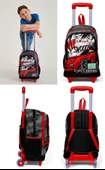 Coral High Siyah Kırmızı Araba Çekçek Okul Çantası Seti - Işıklı Tekerlekler - Erkek Çocuk - 3