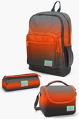 Coral High Kids Turuncu Gri Renk Geçişli 3'lü Okul Çanta Seti - Erkek Çocuk thumbnail 1