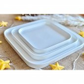 Acar 10342 Bianco Perla Porselen Kare Tabak Orta Boy 23 x 23 Cm thumbnail 2