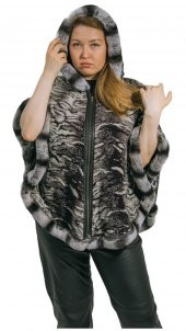 Freya Gerçek Kürklü Hakiki Deri Kadın Kapşonlu Cepli Çift Taraflı Giyilebilir Her Bedene Uygun Panço Hilda Deri - 5