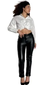 Jean Model Cepli Siyah Hakiki Deri Pantolon Aster İle Şıklığı Yakalayın - 2