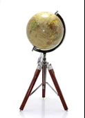 Dünya Küre Dekoratif 360 Derece Dönebilen Ahşap Tripot Ayaklı thumbnail 1