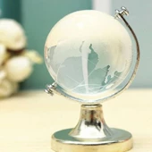 Kristal Büyük Boy Cam Dünya Küresi Dekoratif Hediyelik thumbnail 1