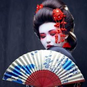 Japon Bambu Kumaş Yelpaze Çanta Boy Stant Hediyeli No.27 - 4