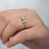 Lucky Life 925 Ayar Gumuss Sarı Damla Zirkon Taşlı Lucky Life Lucky Life Kadın Yüzük - 3