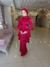 Kuğu Kırmızı Abiye Elbise - 2