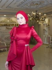 Kuğu Kırmızı Abiye Elbise - 3